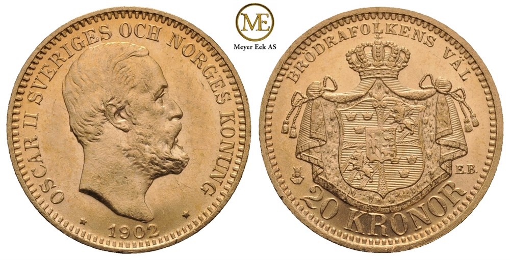 20 kronor 1902 Oscar II. Kv.0