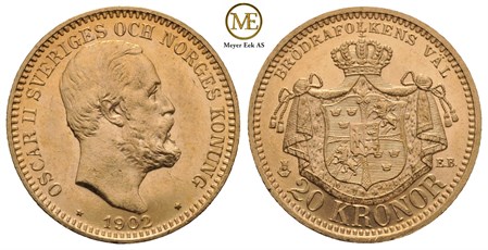 20 kronor 1902 Oscar II. Kv.0