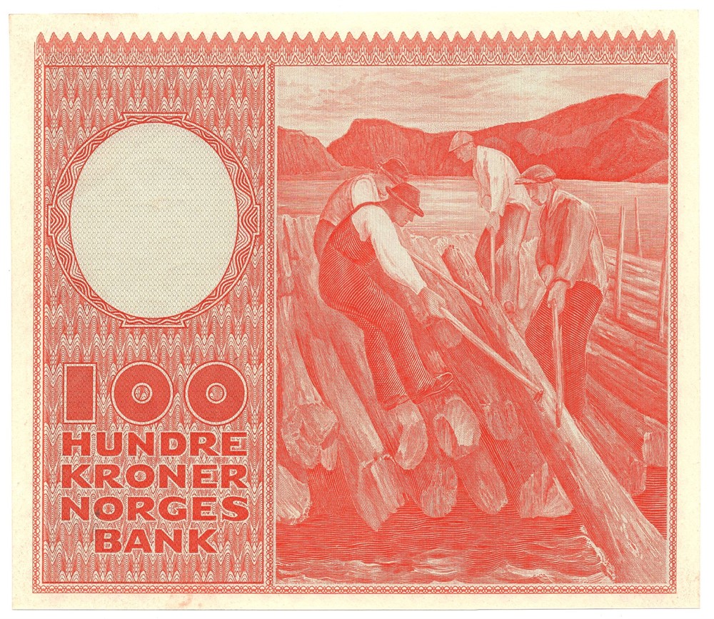 100 kroner 1958 Z.0317148. Erstatningsseddel. SS-seddel. Kv.0