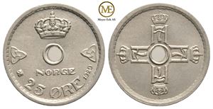 25 øre 1929 Haakon VII. Kv.0