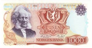 1000 kroner 1986 D.6323266. Kv.0