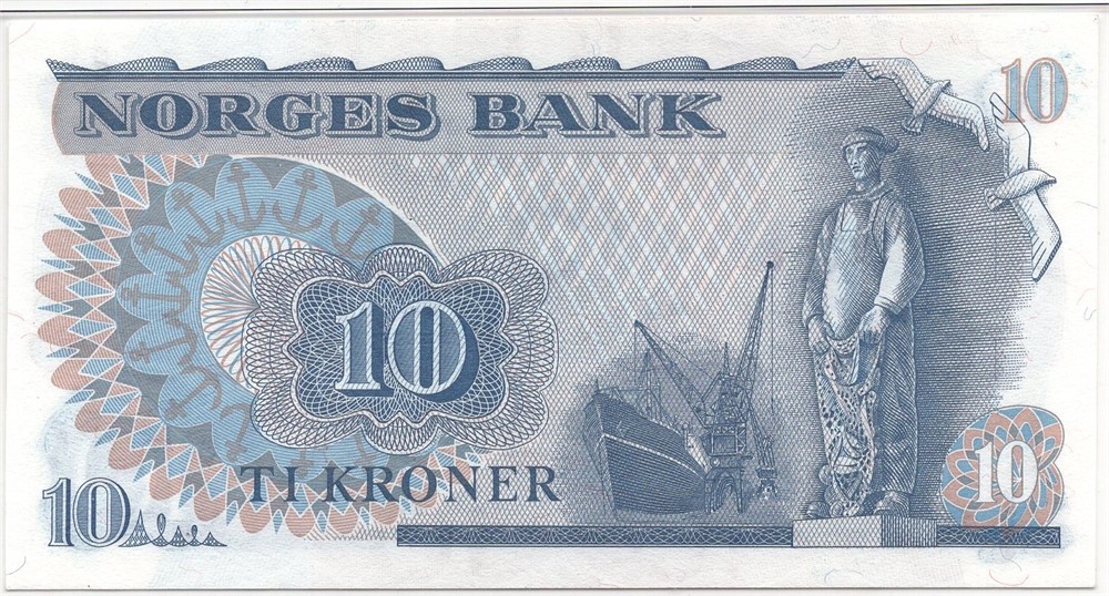 10 kroner 1974 QB erstatningsseddel. Kv.0