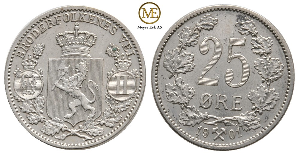 25 øre 1901 Oscar II. Kv.0/01