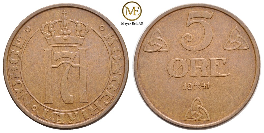 5 øre 1941 Haakon VII. Kv.0