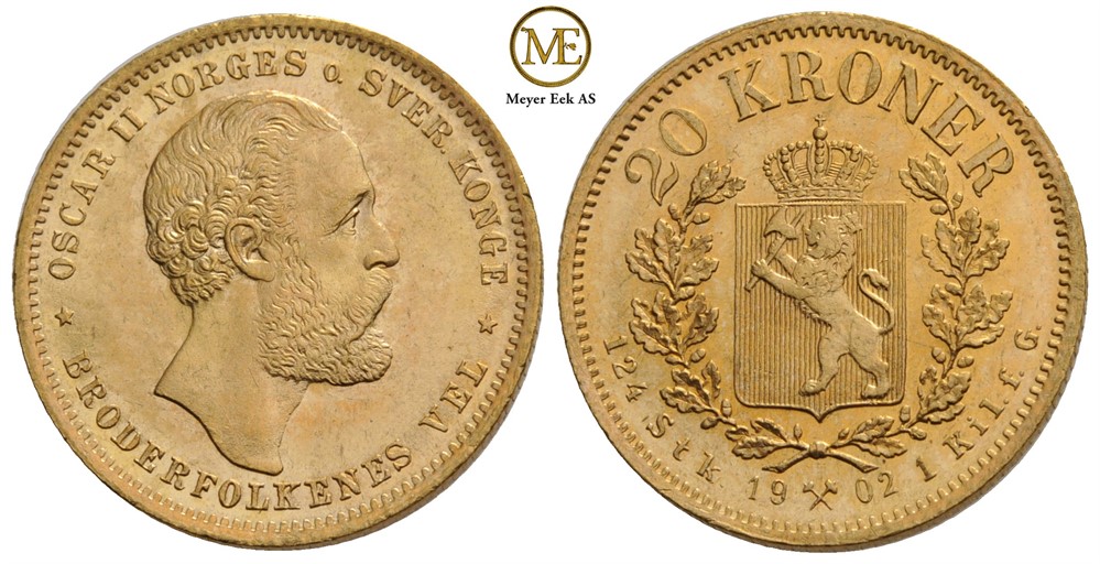 20 kroner 1902 Oscar II. Kv.0/01