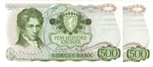 500 kroner 1978 A. 2 sedler i serie. Kv.0