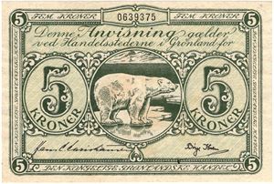 5 kroner Grønland. No.0639375. Kv.01