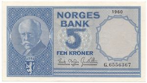 5 kroner 1960 G. Kv.0/01