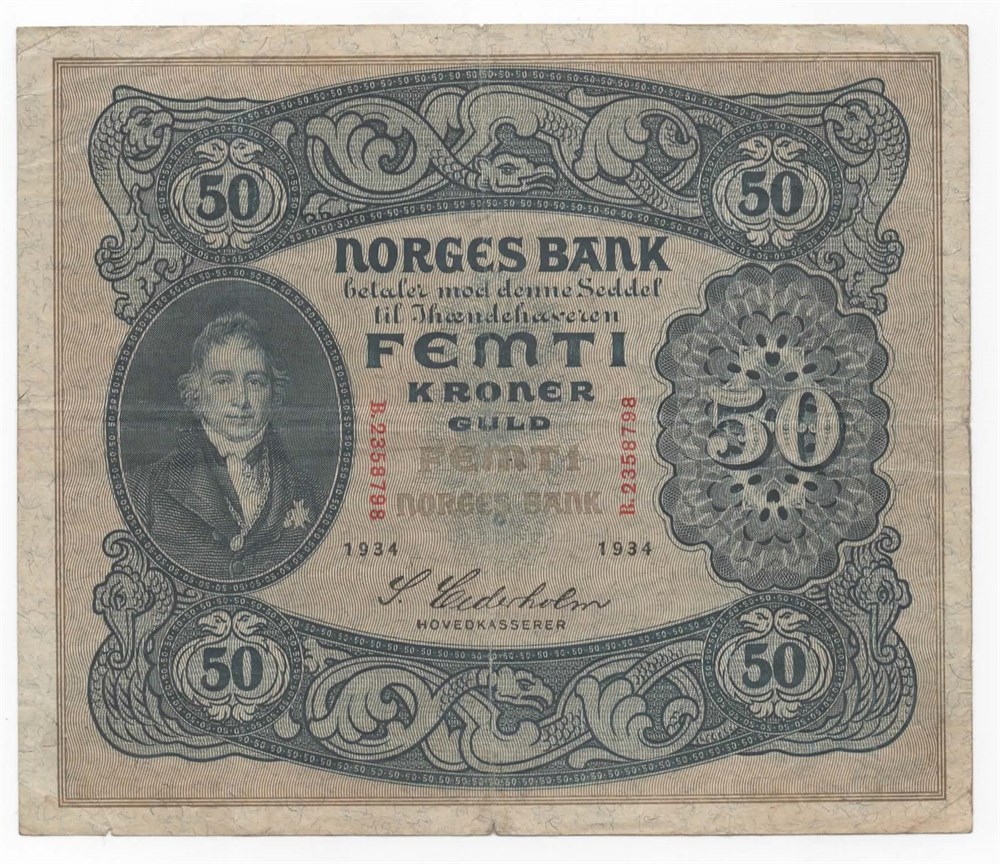 Norge 50 kroner 1934 B kv.1-