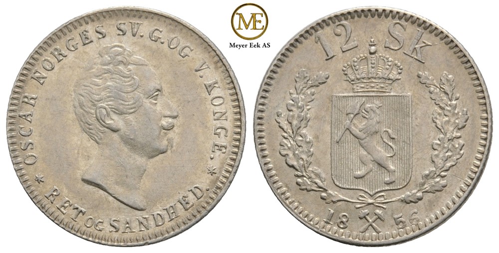 12 skilling 1856 Oscar I. NM.34. Kv.0/01