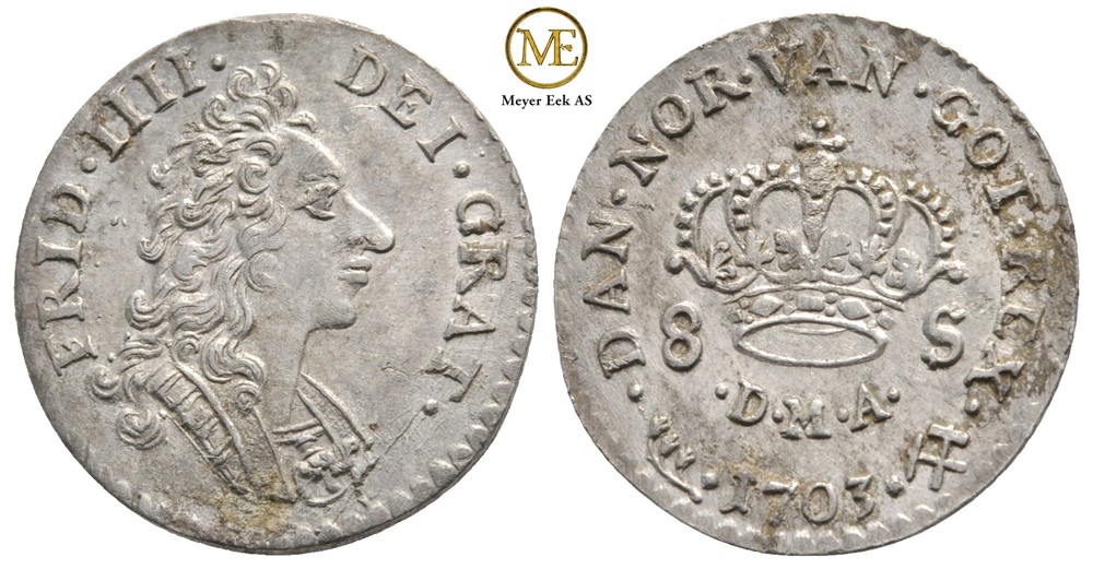 8 skilling 1703 Frederik IV. Kv.0/01