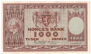 1000 kroner 1972 A.4752577. Kv.1