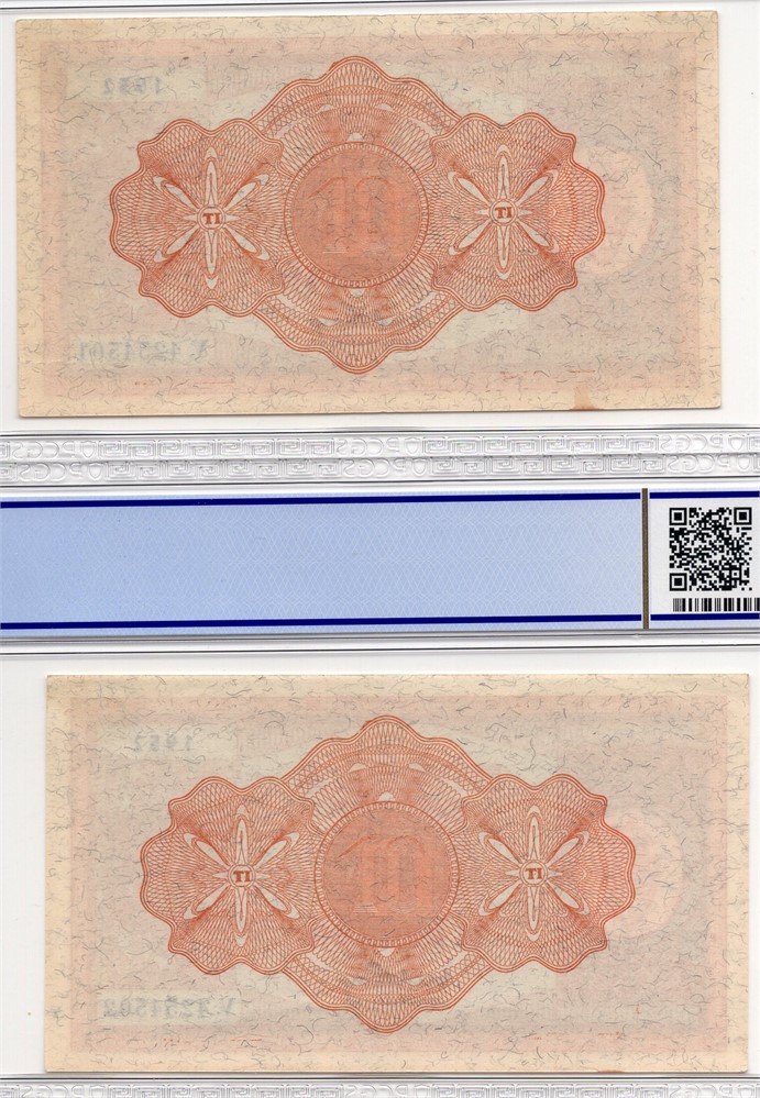 10 kroner 1952 i serie. V.4254501-02. Gradert til 63 og 64 EPQ hos PCGS. Kv.0-0/01