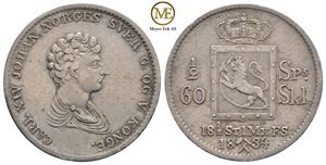 1/2 speciedaler 1834/9 Carl XIV Johan. Kv.1+