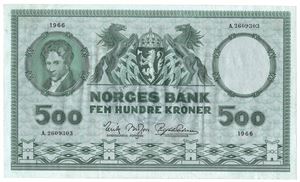 500 kroner 1966 A.2609303. Kv.01