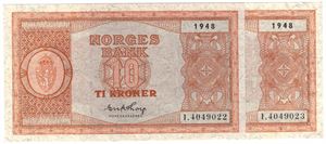 10 kroner 1948 I.4049022-23 i serie. Kv.0