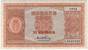 10 kroner 1948 I.0541939. 66 EPQ