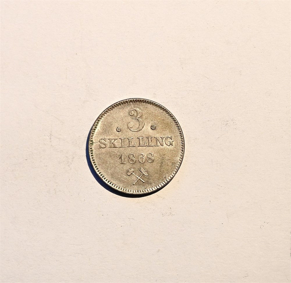 Norge 3 skilling 1868 kv. 01