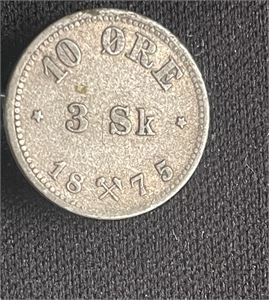 10 øre/3 skilling 1875 Kv.1