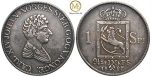 Speciedaler 1827/6 Carl XIV Johan. Kv.1+