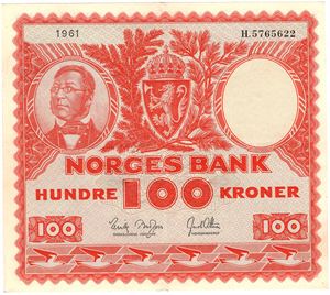 100 kroner 1961 H.5765622. Kv.1+/01