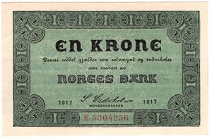 1 krone 1917 E.5304256. Kv.0/01