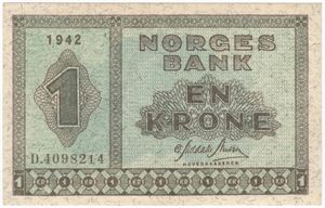 1 krone 1942 D.4098214. Kv.01