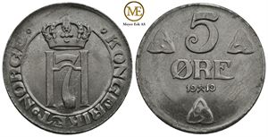 5 øre 1919 Haakon VII. Kv.0