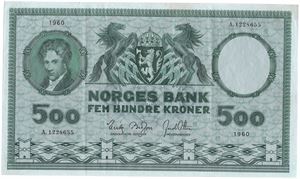 500 kroner 1960 A.1228655. Kv.01