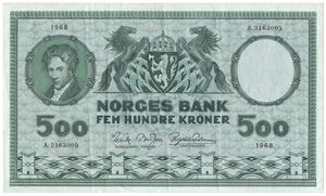 500 kroner 1968 A.3163005. Kv.1+