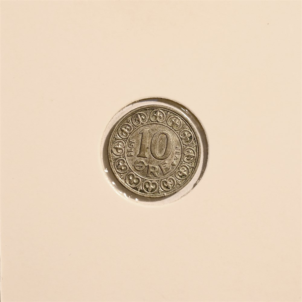 Danmark 10 øre 1911 kv. 1+/01