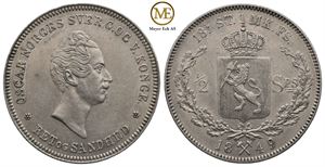 1/2 speciedaler 1849 Oscar I. Kv.0/01
