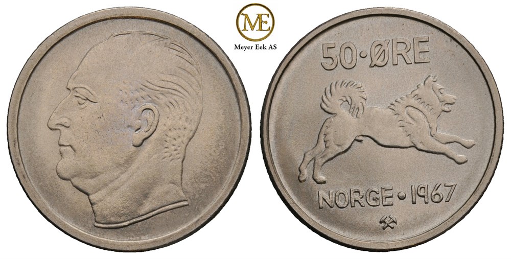 50 øre 1967 Olav V. Kv.0
