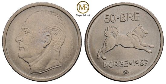 50 øre 1967 Olav V. Kv.0