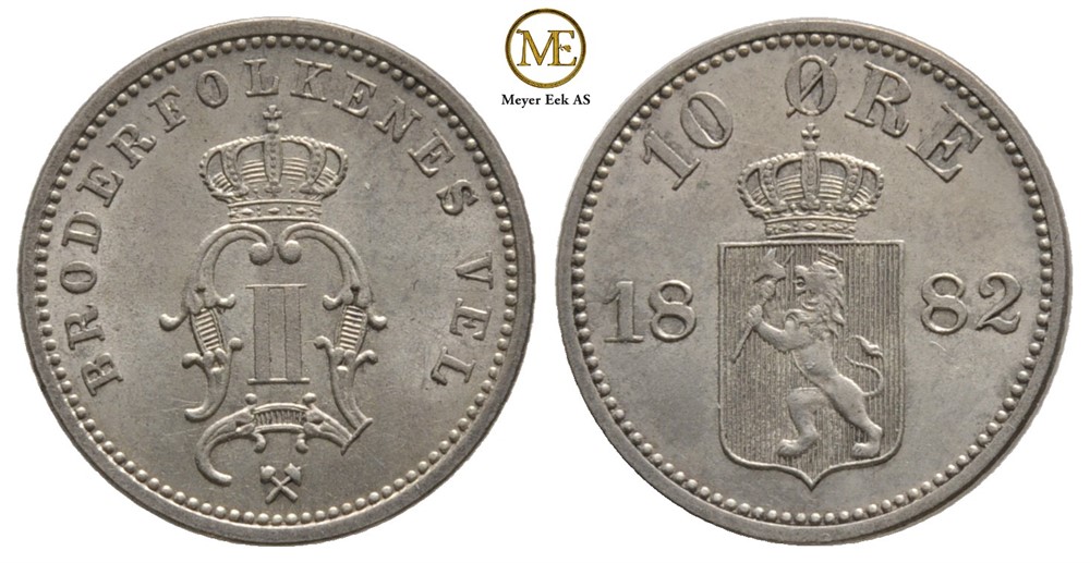 10 øre 1882 Oscar II. Kv.0