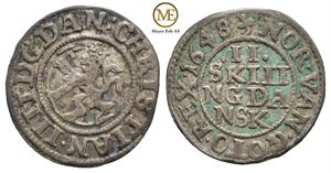 2 skilling 1648 Christian IV. Kv.1+
