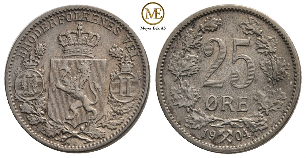 25 øre 1904 Oscar II. Kv.01