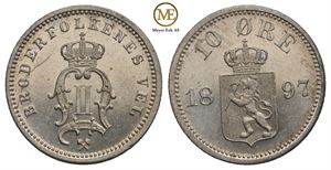 10 øre 1897 Oscar II. Kv.0