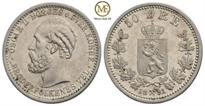 50 øre 1891 Oscar II. Kv.0/01