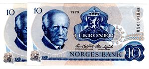 10 kroner 1979 HX og HY erstatning Kv.0