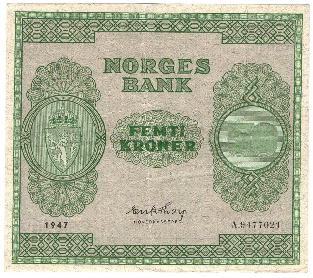 50 kroner 1947 A. Kv.1+
