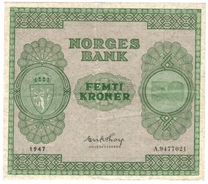 50 kroner 1947 A. Kv.1+