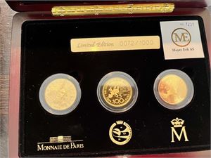 Myntsett med Europa first issues gold. Proof