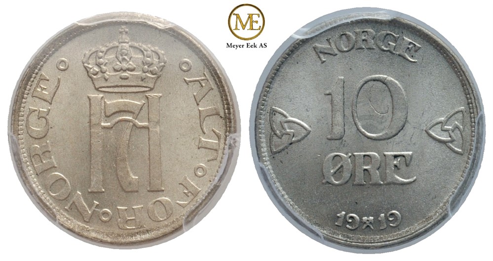 10 øre 1919 Haakon VII. Kv.0