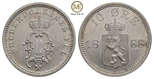 10 øre 1888 Oscar II. Kv.0/01