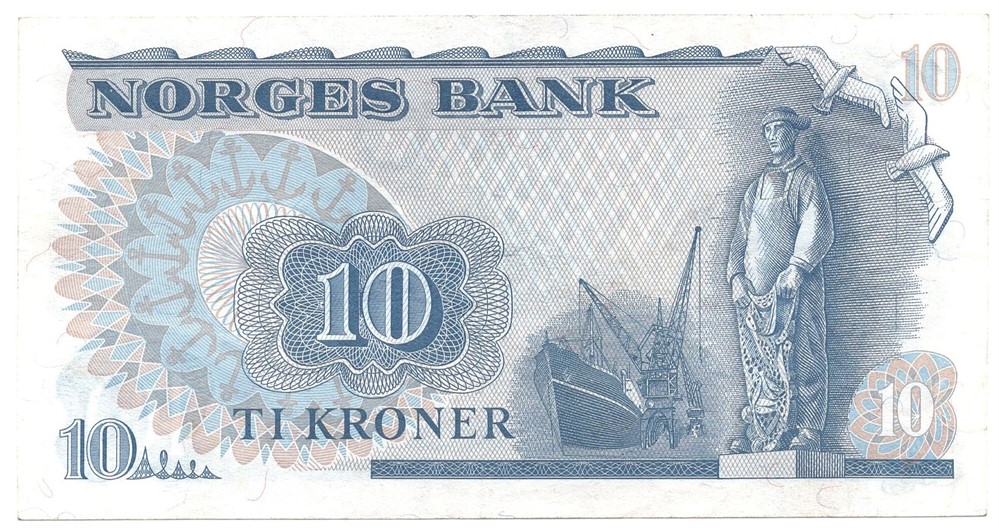 10 kroner 1973 QH. Erstatningsseddel. Kv.01
