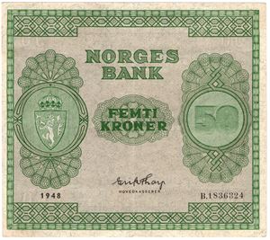 50 kroner 1948 B.1836324. Kv.1+