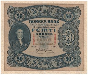 50 kroner 1944 C.9285564. Kv.01