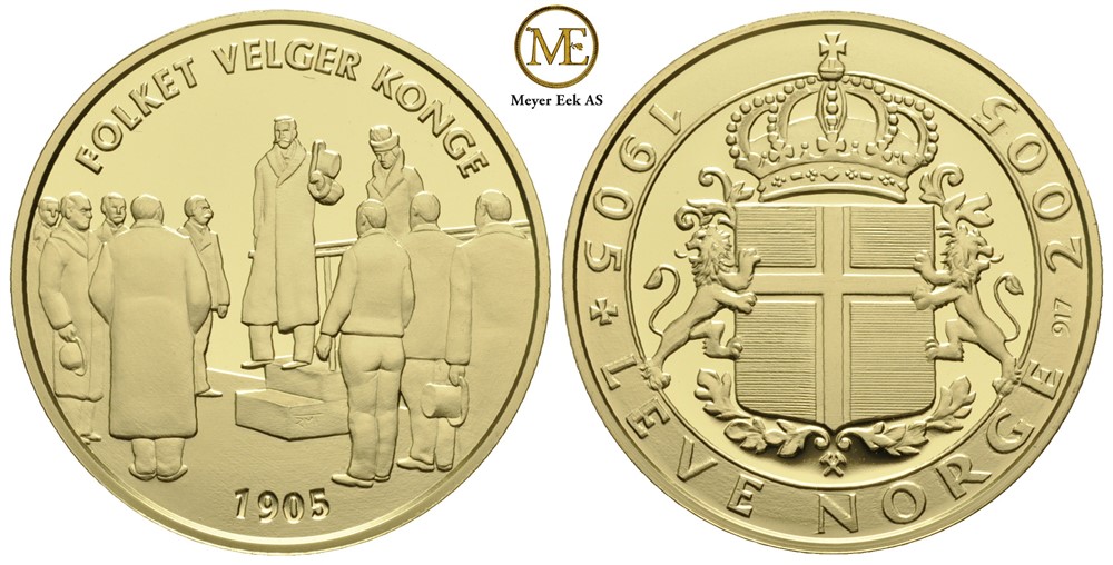 Medalje fra serien Norge 1905 - 2005. Folket velger konge. Proof