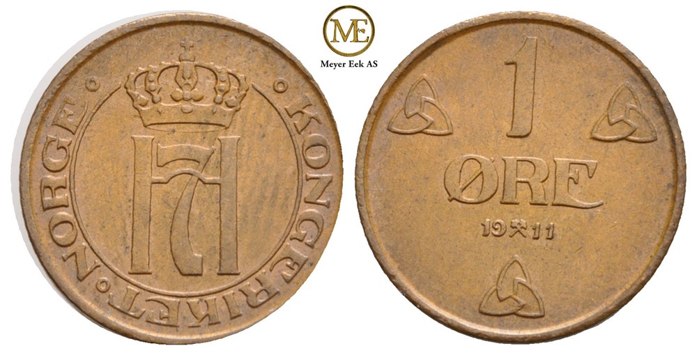 1 øre 1911 Haakon VII. Kv.0/01